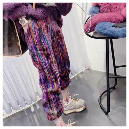 Women Knitted Pants Full Length Spring Autumn Hip Hop Loose Elastic Waist Mid Harem Pants Sport Pants For Women National Wind