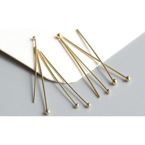 Gold filled ball head end Pins for making jewelry accessories gold color needles 25/38/50mm 10pcs