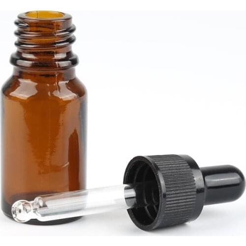 1/5/10pcs 10ml Amber Glass Dropper Bottle Jars Vials With Pipette For Cosmetic Perfume Essential Oil Bottles