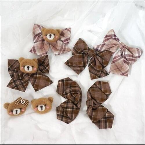 1 pair cute bear brown color JK bownot hairpin for lolita girl double ponytail hair accessroies B949