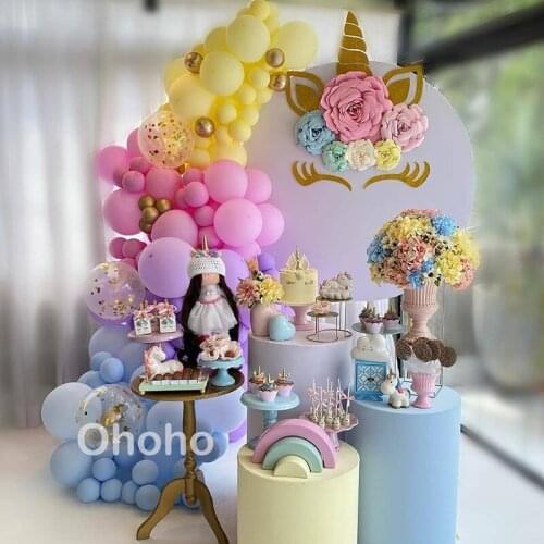 133pcs Pastel Macaron Balloon Arch Kit Princess Baby Shower Kids Unicorn Rainbow Birthday Party Decoration Baloon Garland Set
