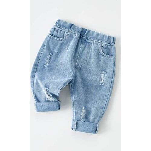 2021 Autumn and Winter new fashion childrens ripped jeans children boys jeans girls jeans