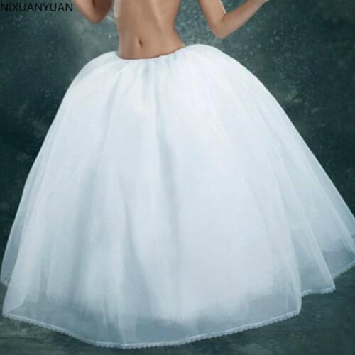 2021 Cheap White A-line Wedding Accessories Ball Gown Tulle Hoopless Petticoat Crinoline Skirt Waist Adjustable Jupon