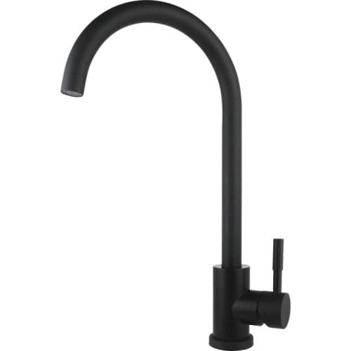 304 Stainless Steel Kitchen Hot and Cold Faucet Washing Dish Sink Black Large Curved Faucet with Inlet Pipe Sink Rotating Faucet