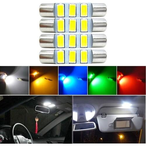4x Canbus 28mm Festoon LED T6.3 C5W 29mm LED For Car Vanity Mirror Lights Sun Visor Lamp For Toyota Mazda