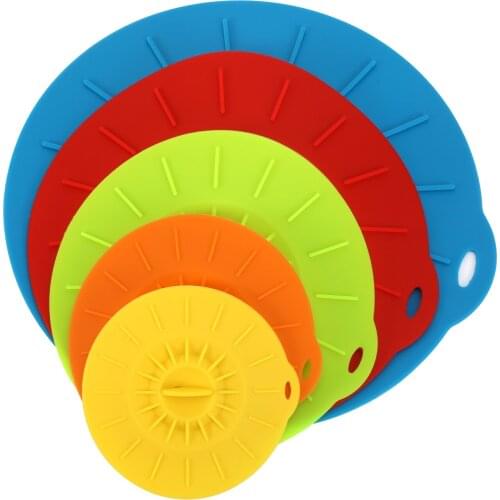 5pcs Silicone Food Lid No Boil Over Lid Splatter Guard For Bowls Cups Pots Pan Silicone Pot Lid Sealing Lid Spill-Proof Leak