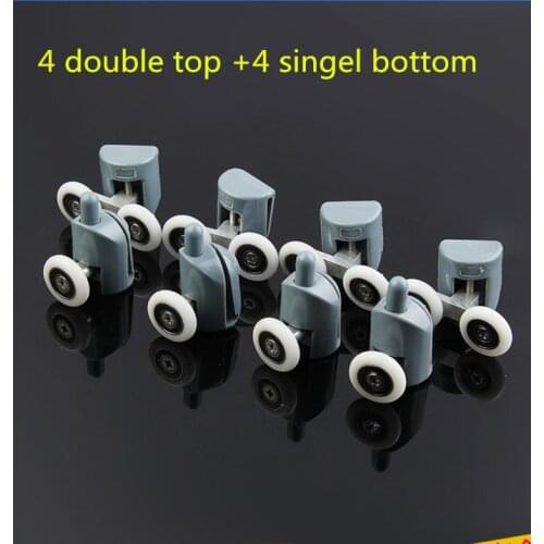 8* Shower Rooms Cabins Pulley &Shower Room Roller /Runners/Wheels/Pulleys Diameter 22MM (4double top +4 singel bottom )