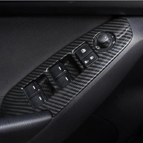 ABS Carbon fibre For Mazda 3 Axela 2017 2018 Accessories Car Door Window glass Lift Control Switch Panel Cover Trim Car Styling