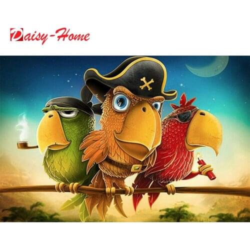 Diamond Painting Cartoon Animal Pirate Parrot Round Full Drill Nouveaute DIY Mosaic Embroidery 5D Cross Stitch Home Decor Gifts