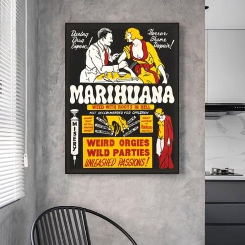 Anti-marijuana Retro Style Canvas Painting Wall Painting Posters and Prints of The 1930s Modern Street Art Pictures Home Decor