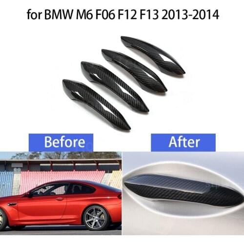 Car Styling Real Carbon Fiber Outer Door Handle Cover for BMW M6 F06 F12 F13 2013-2014