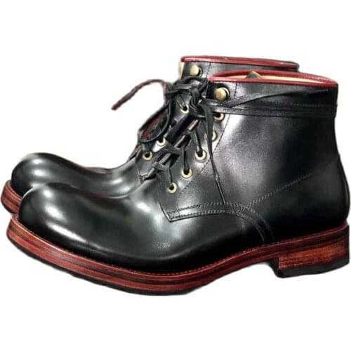 Sipriks Mens Ankle Boots Calf Leather France Luxury Goodyear Welted Shoes Elegant Black Martin Boots Gentleman Footwear Lace Up