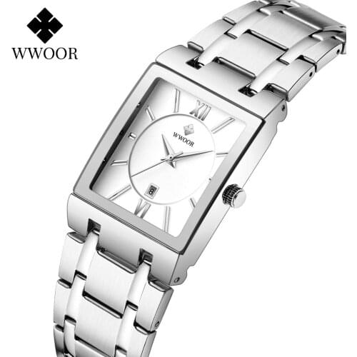 Relogio WWOOR 2021 New Mens Watches Top Brand Luxury Square Quartz Watch Men Stainless Steel Waterproof Date Clocks Reloj Hombre