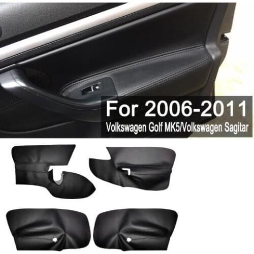 Microfiber Leather Door Handle Armrest Panel Cover For VW Jetta MK5 Golf 5 2005 2006 2007 2008 2009 2010 11 with Mount Fittings