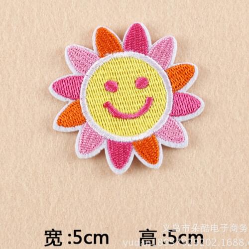 Cartoon Iron on Colorful Sun Flower Novelty Embroidered Clothes Patch For Clothing Girls Boys