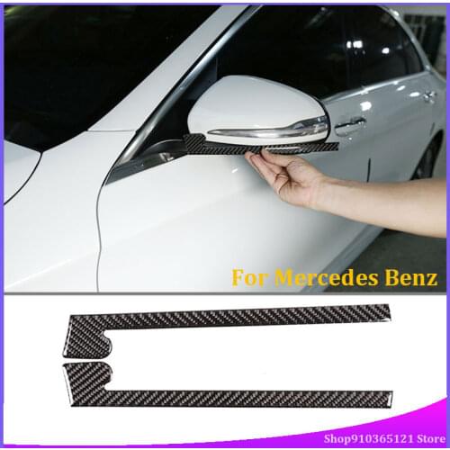 For Mercedes Benz C Class W205 GLC X253 2015-2019 Real Carbon Fiber Side Rearview Mirror Decoration Strip Stickers Parts2pcs