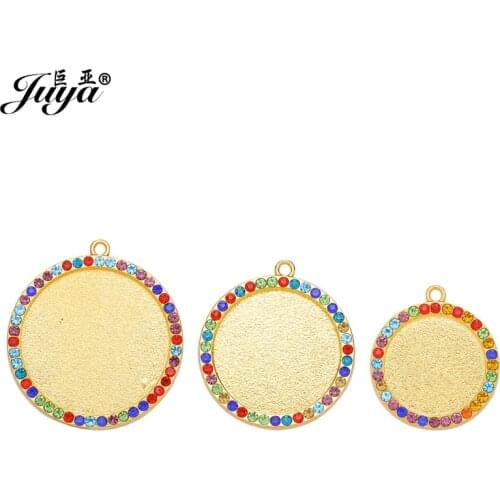 60PCS 30/25/20mm Cabochon Pendant Base With Diamond DIY Jewelry Making For Pendant Necklace Alloy Tray Crafts jewellery Findings