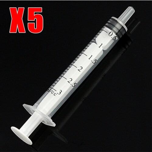5 Pcs 3ml Plastic Syringe Injectors Ink Cartridge Pets Hydroponics Nutrient Measuring Syringe For Dispensing Adhesives Glue