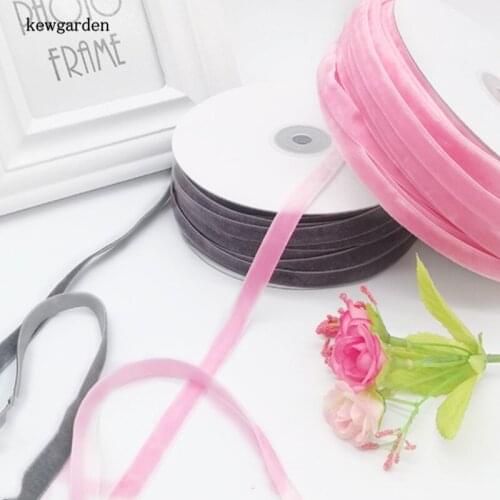 Kewgarden Wholesale Handmade Tape Flocking Ribbons 3/8" 10mm 1cm DIY Bowknot Accessories Satin Ribbon Packing Riband 50 Yards