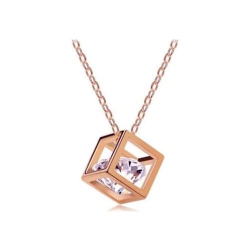 MOONROCY Rose Gold / Silver Color Cube CZ Chokers Crystal Wedding Necklace for Women Girls Dropshipping Jewelry Wholesale