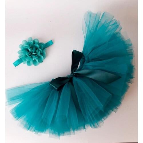 Solid Baby Girls Fluffy Tutu Skirt & Headband Set Newborn Photo Prop Costume Infant Birthday Tulle Tutus For 0-12M