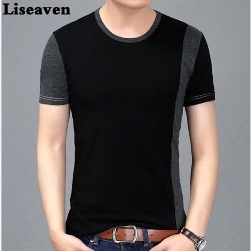 Liseaven 2017 Men Short Sleeve Plus Size Tee Shirt Black Casual T-Shirt Summer Tops for Men Brand T Shirts