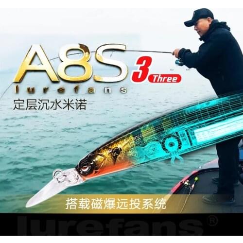 Lurefans Fishing Lure A8s-2 S-3 Wobbler Minnow Length 80mm Weight 7g Hard Bait Long Shot Fake Bait Suitable Water Depth:90~ 130