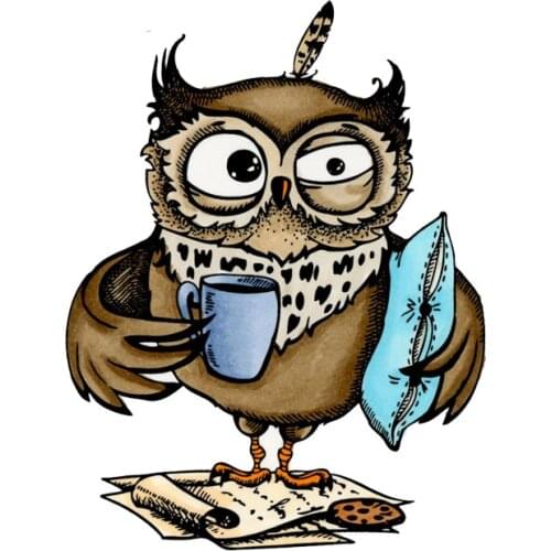 Coffee Time Owl Metal Cutting Dies Matching Clear Silicone Stamp Crafts Card Album Making Scrapbooking DIY Stencil 2020
