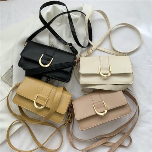 Fashion and Simple Ladies Bags 2021 Spring New Trendy Shoulder Bag Wild Messenger Bag PU Leather Solid Color Small Square Bag