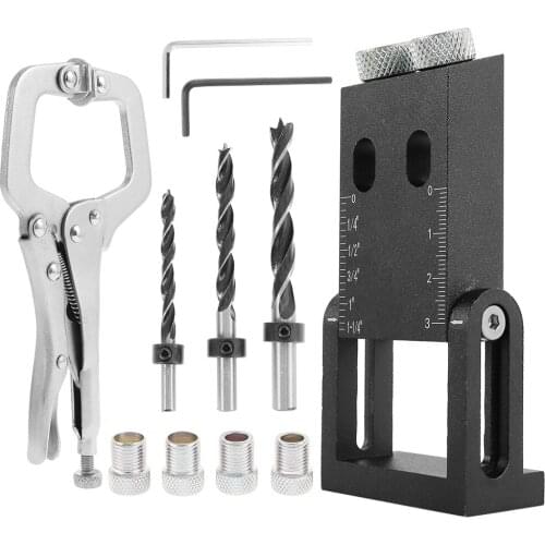 Woodworking Oblique Hole Locator Drill Bits Pocket Hole Jig Kit 15 Degree Angle Drill Guide Set Hole Puncher DIY Carpentry Tools