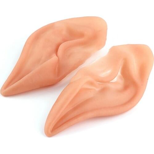 Latest Halloween Fairy Pixie Elf Ears Cosplay Accessories LARP Halloween Party Latex Soft Pointed Prosthetic Tips Ear Adult