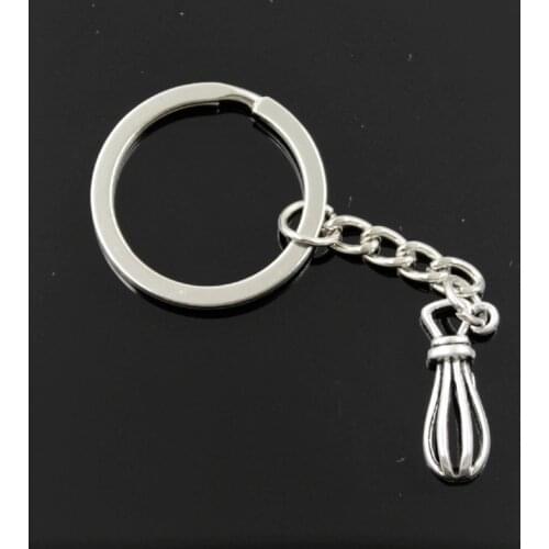 New Fashion Men 30mm Keychain DIY Metal Holder Chain Vintage Eggbeater Whisk Kitchen Cooking 13x10mm Silver Color Pendant Gift