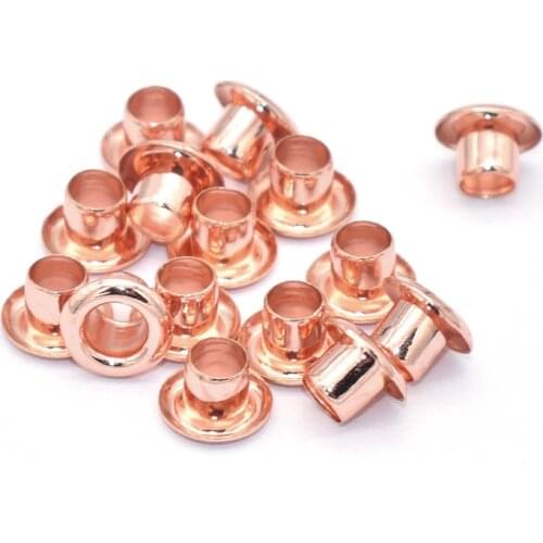 100pcs 3mm Rose Gold Hole Eyelet Purse Handbag Leather Craft Supplies Grommet Mini Eyelet for Doll Shoes Clothes Sewing