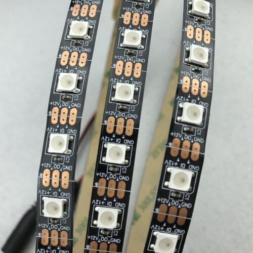 DC12V addressable 5m/reel 60LEDs/m SK6812 led pixel strip,NON-waterproof,with 60pixels/M;BLACK PCB