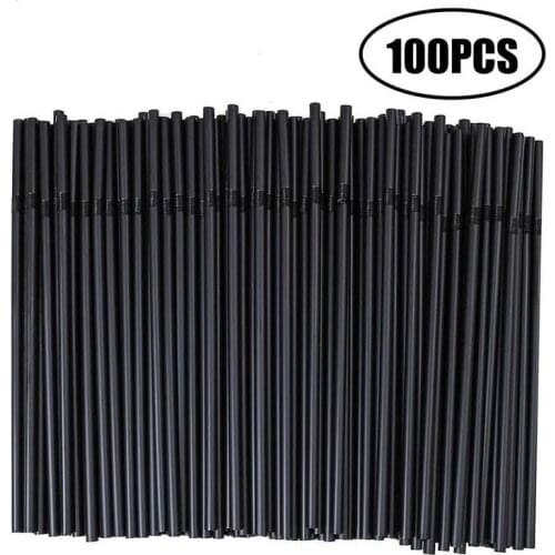 100pcs Mini Short Cocktail Straws Small Black Plastic Straw For Birthday Wedding Decor Party Event Drinking Straws