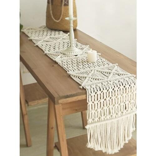 Bohemian Table Runner With Tassels Macrame Tablecloth Wedding Decoration Hand-Woven Table Cover Tapestry Party Home Decor