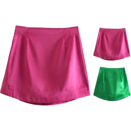 Women High Street Solid Color Side Zipper Sexy Mini Skirt High Waist Solid Color Sexy Closure A-line Women Skirt Streetwear