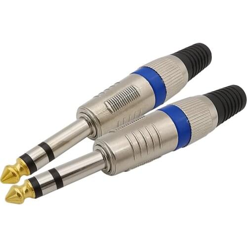 10Pcs 6.35mm 3 Pole Stereo Connector 6.35mm 1/4"Male Plug loudspeaker Mic Plug Sophomore Core Soldering Microphone Cable