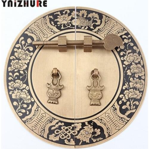 140mm 180mm Chinese Antique Furniture Copper Accessories Cabinet Door Shoe Wardrobe Cupboard Handle Copper Round Screw Mount