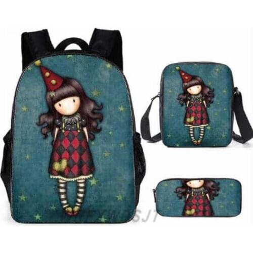 3 Pieces Kids Schoolbag Children Cat Colorful Printed Girls Bag For Boys Girls Back to School Set