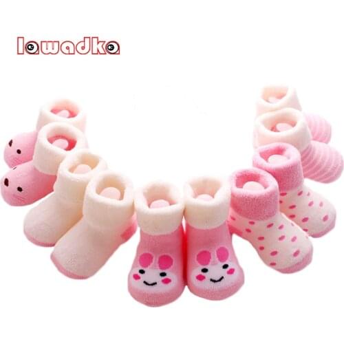 5Pairs/lot Infant Baby Boy Socks Cartoon Striped Baby Girl Socks Newborn Winter Warm Terry Socks for Newborns Baby Accessories