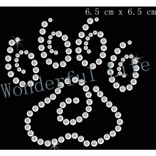 Free shipping Dog Paw Iron On Rhinestone Transfer
