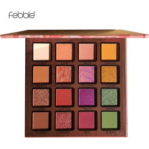 Febble brand 16 color matte shimmer glitter eye shadow fashion color Big Pigmentation Long Lasting Waterproof Eye Makeup