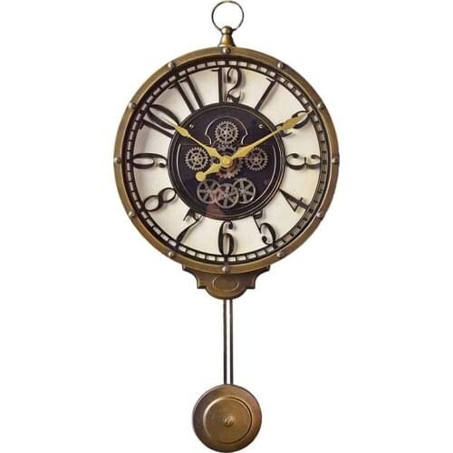 Creative Large Wall Clock Retro Living Room American Bedroom Pendulum Clock Wall Watch Decorative Swing Silent Clocks Gift SC627