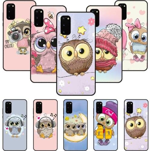 Phone Case For SamSung Galaxy S Note 10 20 7 6 9 8 Plus Edge E Ultra Lite Black Cover Hoesjes Art Funda Fashion Funny Cute Owl
