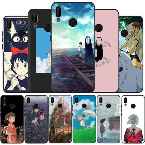 Chihiro Miyazaki hayao anime series black Phone Case For Huawei P9 P10 P20 P30 P40 lite P20 P30 P40 pro Y9 Y6 P smart 2019