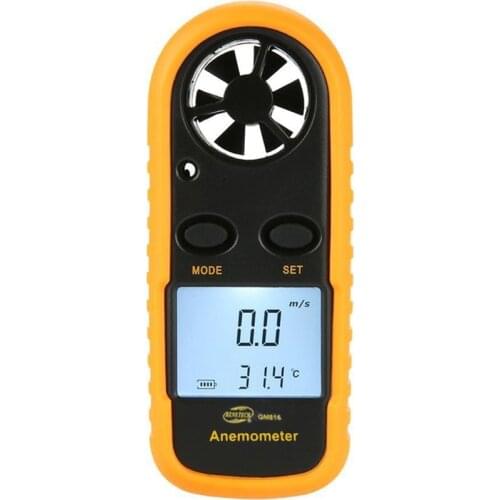 GM816 Digital Anemometer Wind Speed Meter Anemometro Air Guage Temperature 30m/s -10~45C LCD Backlight Display Handheld