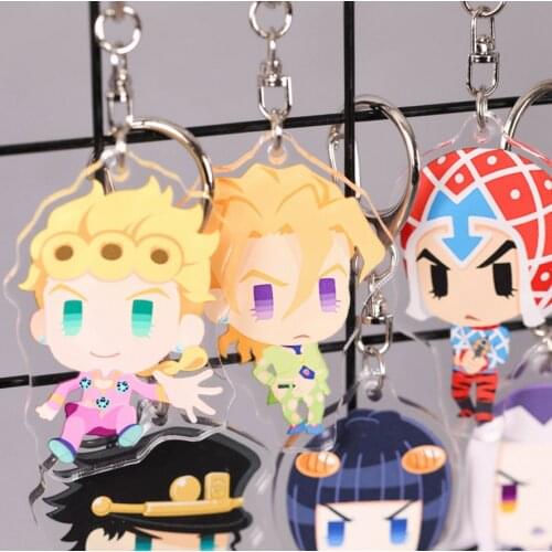 Jojos Bizarre Adventure Kujo Jotaro Joestar Golden Wind Giorno Giovanna Bruno Acrylic Figure Keychain Keyrings Cute