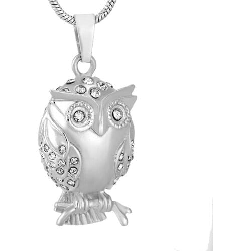 IJD9740 Animal Owl Cremation Pendant Necklace for Men & Women,Stainless Steel Ashes Holder Keepsake Memorial Urn Jewelry