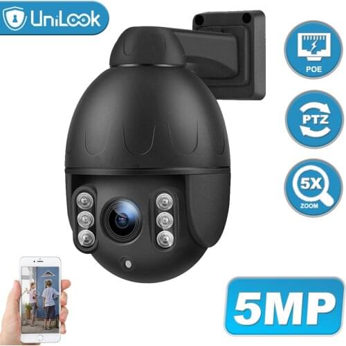 Hikvision compatible 5MP PTZ IP Camera Outdoor 5X Zoom Two Way Audio POE CCTV Security Camera SD Card Onivf H.265 wall mount
